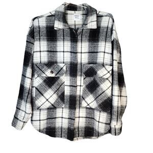 Princess Polly Oversized Shacket Black White Plaid Size S/M